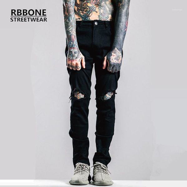 

wholesale-2016 fashion high street mens destroyed jeans hole casual pants ankle cool black jogger damage jeans rock1, Blue