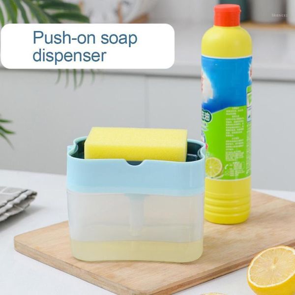 

kitchen soap dishwashing detergent press dispenser container with cleaning pads soap organizer kitchen cleaner tools1