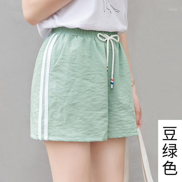 

2020 summer women's shorts cotton fashion casual wrinkle, White;black