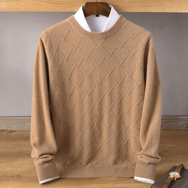 

men's sweaters cashmere sweater men winter thick warm round neck pullover knit bottoming jacquard, White;black