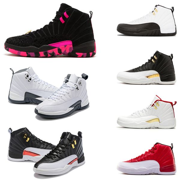 

new 12 12s men basketball shoes prm international flight french blue michigan gym red wings mens sneakers trainers athletic sale, White;red