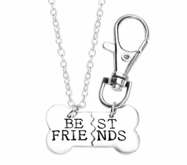 

pet gold silver friends pendant jewelry bff 2 part dog bones necklace and keychain ship