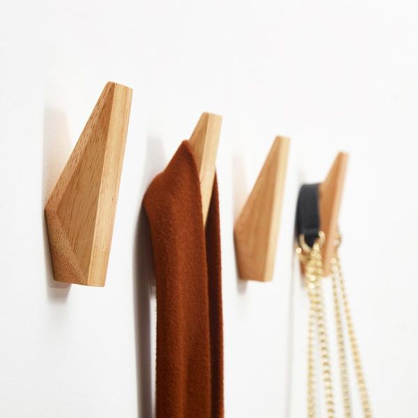 

hooks & rails 2/4pcs key holder hat scarf handbag storage hanger natural wood clothes wall mounted coat hook decorative bathroom rack