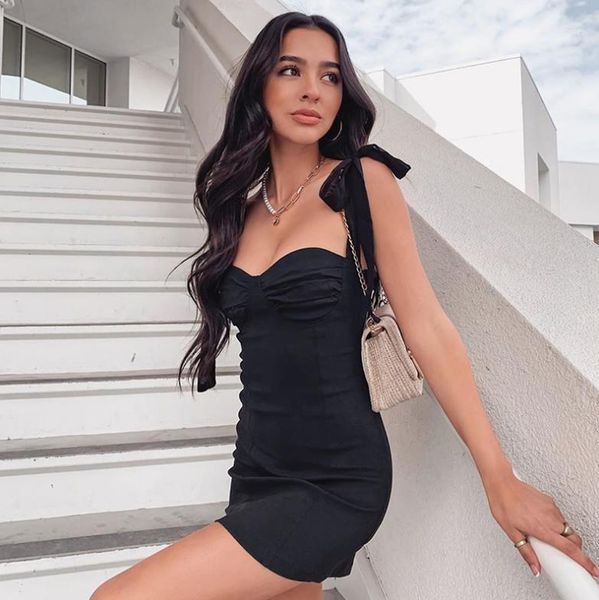 

off shoulder strapless sheath dress spring women 2021 summer bodycon backless ladies mini dress bow bandage strap party dresses1, Black;gray