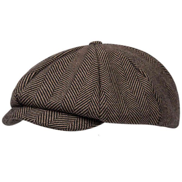 

wool mens beret retro casual newsboy striped gatsby hat ivy hat for men, Blue;gray