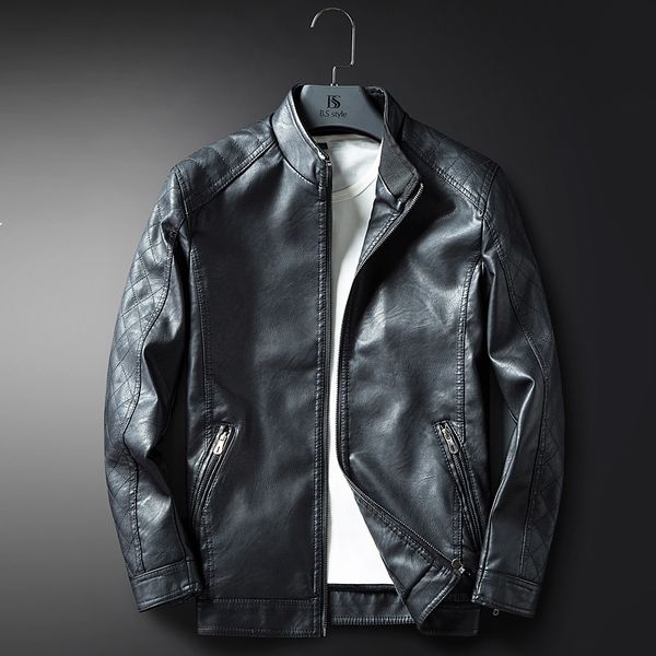 

winter 2021 jackets of men pu autumn spring false leather men's clothes solid business k198 h9ti, Black