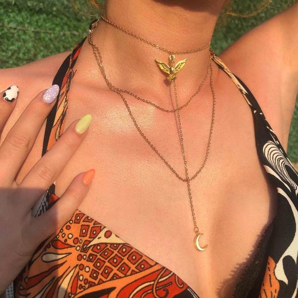 

surge women necklace set gold 2020 fashion "night phoenix" three layered customizable chain necklace, Silver