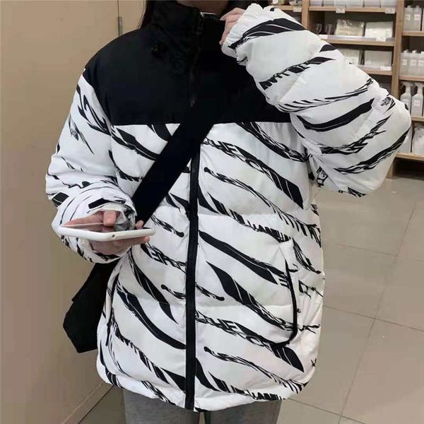 

zebra-patterned down padded jacket for lovers with precision embroidery on the back to keep warm and windproof with perfect details, Black