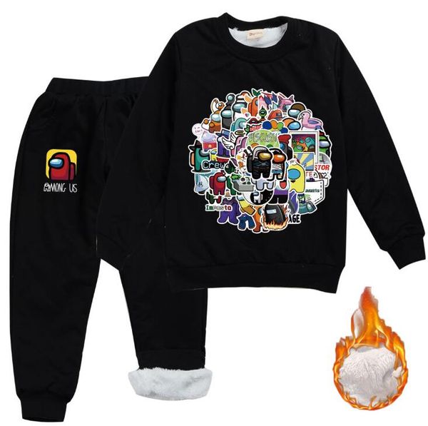 

among us tracksuit sets youth t-shirt and sweatpants suit outfit fashion sweater set for boys girls, White