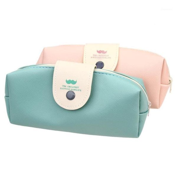 

1x portable leather makeup cosmetic bag brush pen pencil case organizer pouch1