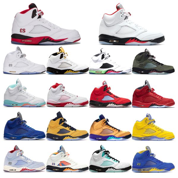 

5s jumpman basketball shoes for mens fire red trophy room red suede fab 5 sp michigan ice blue mens trainer sports sneakers size 40-47