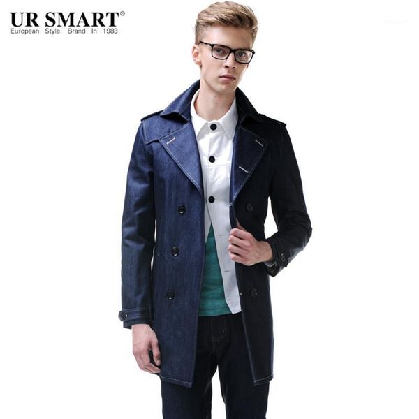 

men's trench coats ursmart brand in the long and 2021 indigo blue denim coat1, Tan;black