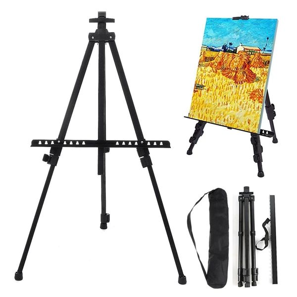 

portable folding iron painting display stand easel telescopic tripod sketching rack organizer tools artist painting accessories y200428