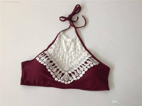 

bikinis maillot low de bain waist femme swimwear wine red lace halter women biquini brazilian bikini swimsuit, White;black