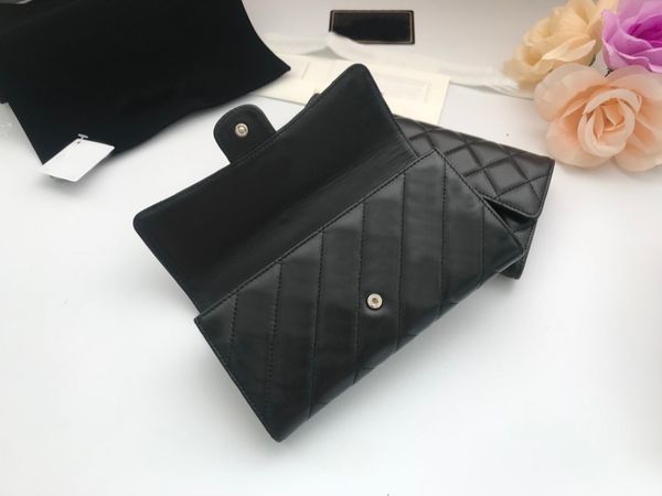 

brand luxury designer fashion ladies shoulder bag flip clutch caviar lambskin wallet 007, Red;black