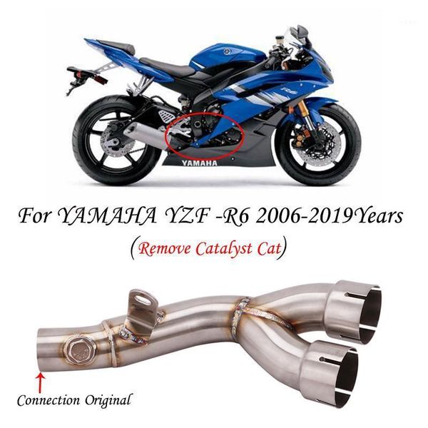 

motorcycle exhaust mid pipe for yzf-r6 yzfr6 yzf r6 2006-2020 2014 2020 2020 stainless steel link pipe1