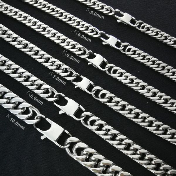 

chains prevent allergy all polishing stainless steel hip hop necklace bracelet anklet 17-90cm n264 b107 long buckle, Silver