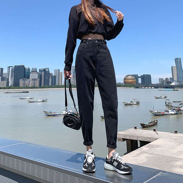 

black jeans high super thin daddy 2020 new radish elastic waist autumn women's pants, Blue