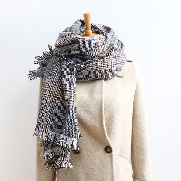 

2021 new designer winter warm ees must be brand cashmere scarf grid women lady shawls long blankets 8j2c, Blue;gray