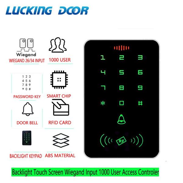 

fingerprint access control backlight rfid keypad door lock opener 1000 user 13.56mhz card reader wiegand input smart system