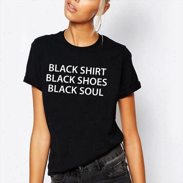 

black shirt black shoes black soul shirt letters print women tshirt funny quote t shirt for lady girl tumblr tee hips, White