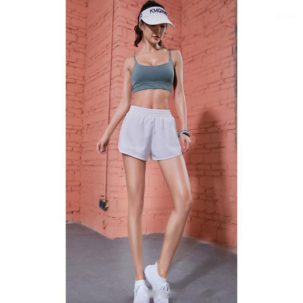 

summer female fitness training quick dry running marathon fake two pieces of yoga anti-glare stretch fashion sports shorts1, White;red