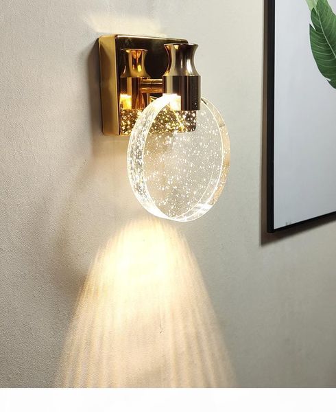 

simple atmosphere creative bedroom crystal wall lamp personalized mirror headlight makeup wall light