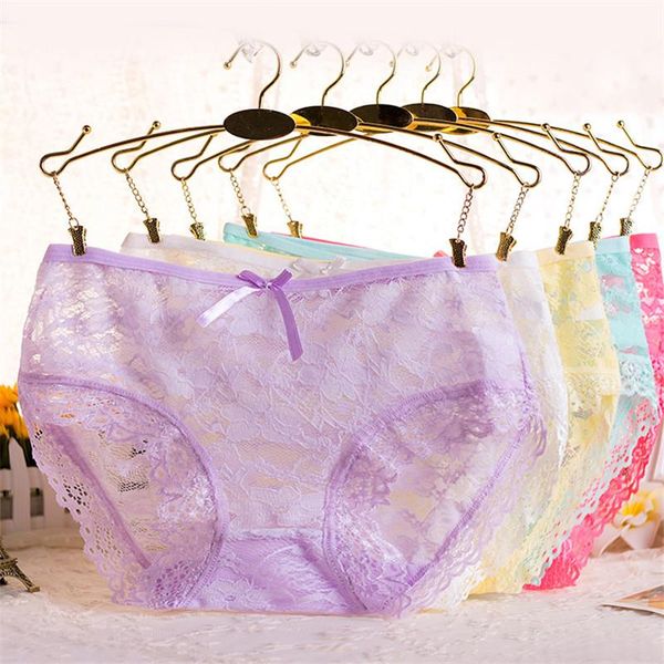 

women's panties lace for women underwear lingerie transparent seamless briefs mid waist underpanties cotton crotch panty, Black;pink