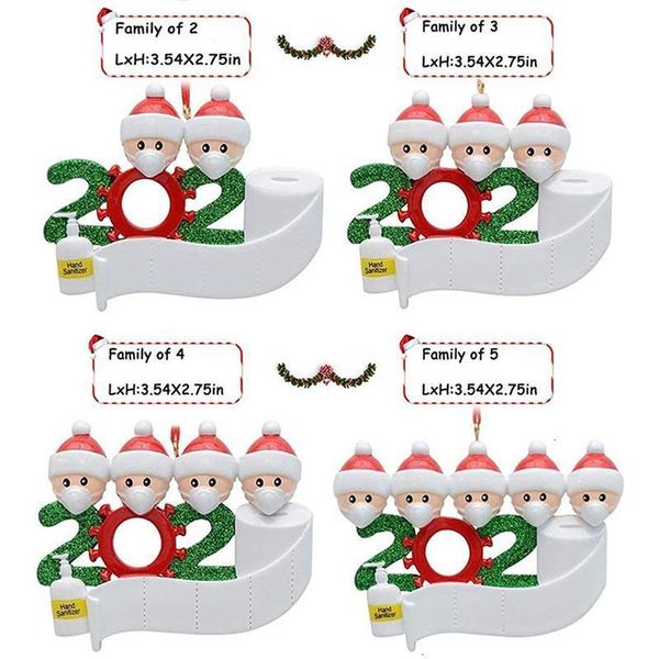 

6xeeornaments family gift quarantine 2020 customized christmas survivor hang decoration snowman pendant with face mask h