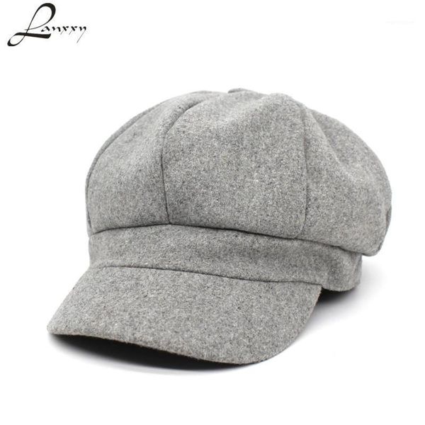 

lanxxy cotton wool hat women fashion beret boina solid female caps spring autumn winter hats1, Blue;gray