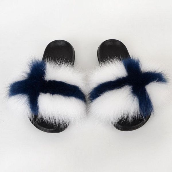 

slippers 100% women's fur self-adhesive tape can replace multiple oversized furry shoes fashionable home shoes1, Black