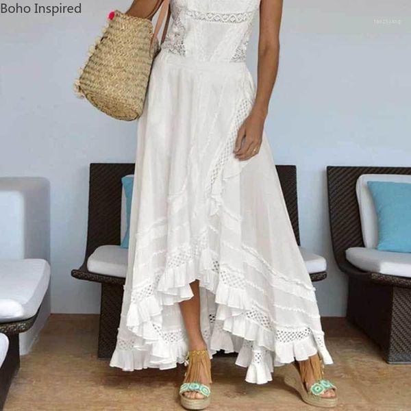 

boho inspired white asymmetric skirts womens elastic waist cotton long boho skirt size summer skirt 2020 maxi faldas1, Black