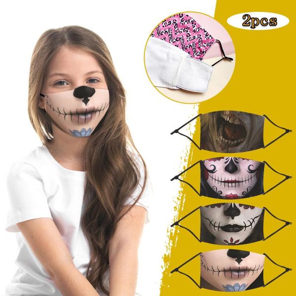 

2pcs face mask fashion children mondmasker outdoor mouth halloween cosplay print masks protection mascarillas masque mondkapjes