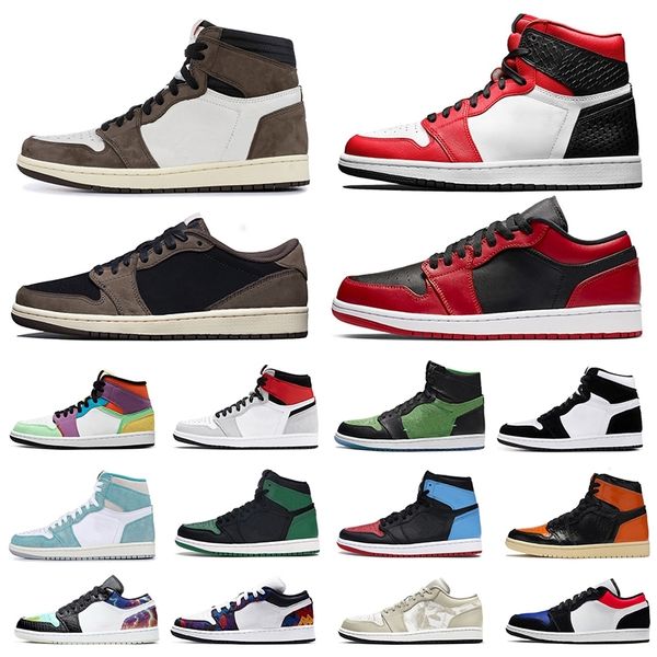 

men women wholesale shoes 1 high low travis scott twist 1s obsidian unc pine green shattered backboard trainers sports sneakers