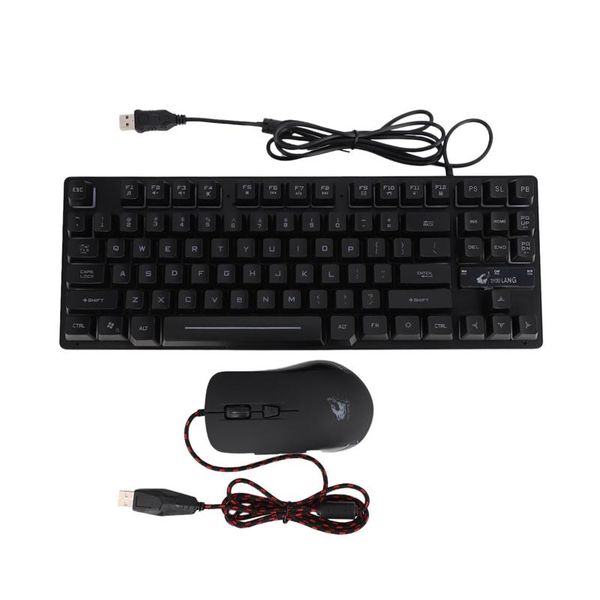 

keyboard mouse combos ziyou lang k16 wired 87-key gaming robotic and v6 rgb led backlit usb ergonomic combination
