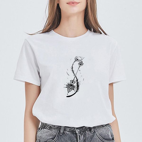 

new t-shirt female aesthetic oversize pop graphic vogue casual peacock tail tattoo design tee beautiful punk, White