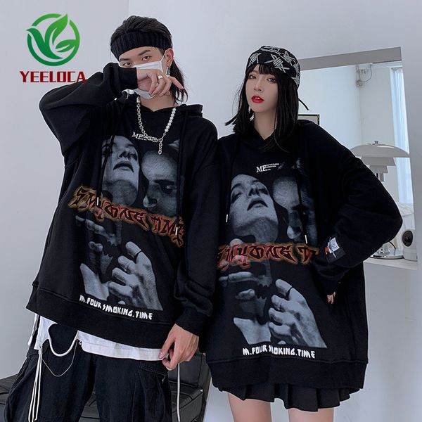 

european style hip-hop hoodie for men women autumn and winter fashion beauty print sweatshirt trendy clothes c1115, Black;white