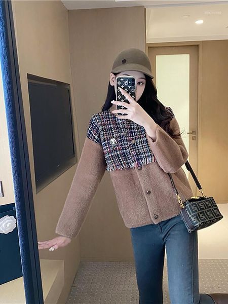 

blue wind plush coat women's autumn and winter versatile short 2020 new plush and thickened jacket1, White;black