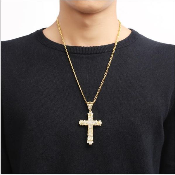 

pendant hip hop jewelry men's diamond cross necklace