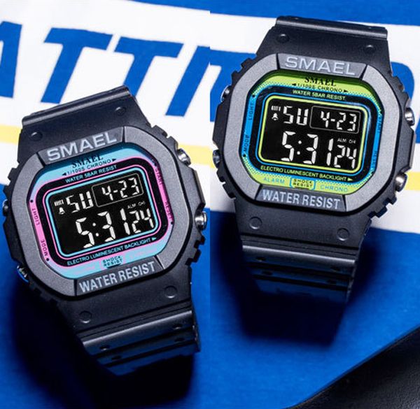 

selling smael square ditigal watch boy mens student waterproof luminous fashion trend watch black plastic sport watches a01b5, Slivery;brown