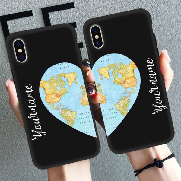 

vip 11 pro 7 8 plus 6 6s xr x xs max 5 5s se case, customization, naming, world map, heart