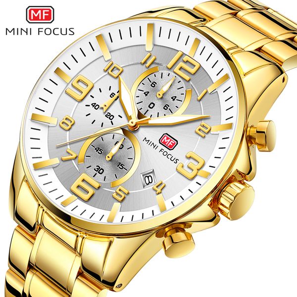 

mens watches brand luxury 2020 gold watch men chronograph multi function 6 hands 3 dials silver big mini focus wrist, Slivery;brown