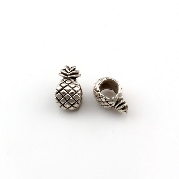 

200pcs zinc alloy double-sided pineapple design big hole spacer beads for jewelry making bracelet necklace diy accessories d-65, Bronze;silver