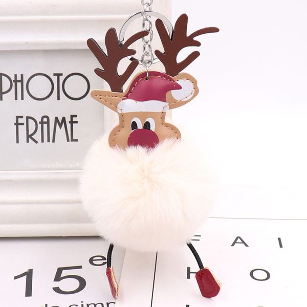 

elk new santa claus red plush christmas fur ball keychain pendant, Silver