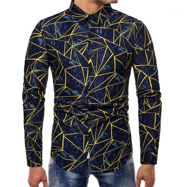 

long sleeve hawaiian shirt mens dress shirts geometric print blouse men casual red blue1, White;black