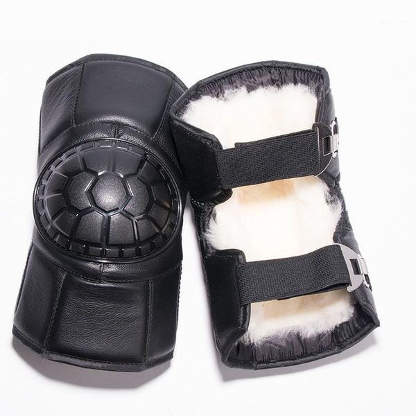 

pu leather+fluff lining winter motorcycle knee pads waterproof warm knee pad riding protective gear leggings short guard1