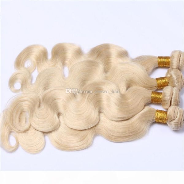 

горячий продавать pure color # 613 human 4 волос пучки double wefted body wave волнистые ткет волос 10-30 дюймов blonde 613 extensions волос, Black