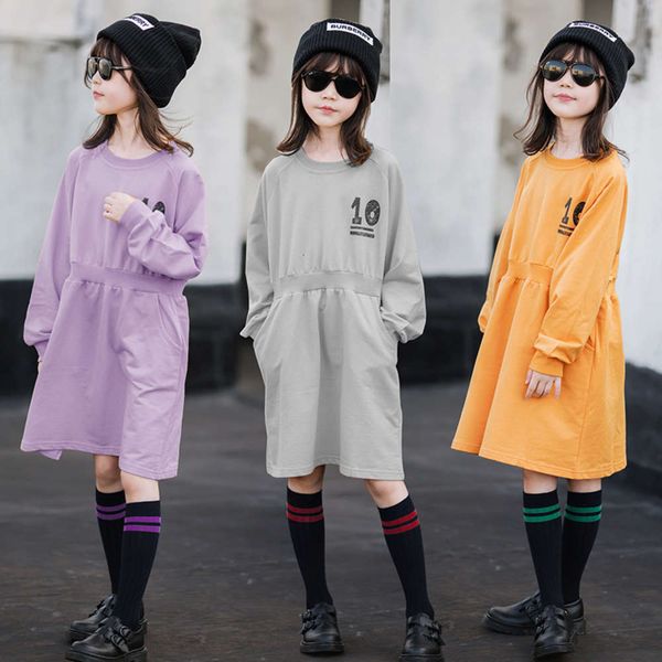 

2020 new girls' korean fashion super foreign sle net red chine big children princs skirt autumn winter drs, Red;yellow