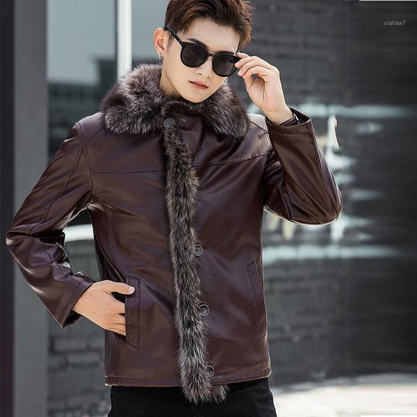 

shearling coats mens winter fur coats sheepskin leather jacket windbreaker outerwear snow overcoat thick warm male clothes m-4xl1, Black