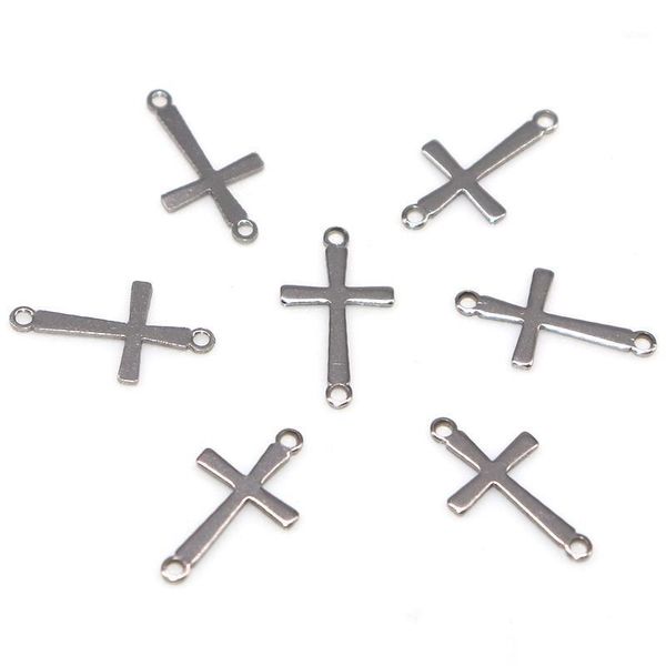 

17*9mm 50pcs/lot silver plated charm for earring for jewelry making pendant religious charm glossy stainless steel cross diy1, Bronze;silver